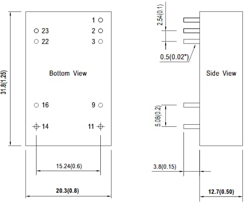 Mechanical Drawing - MEAN WELL RSDW10 & RDDW10 DC-DC Converters